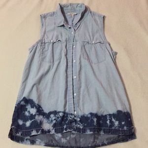 Calvin Klein Jeans Blue Sleeveless Button Down Top